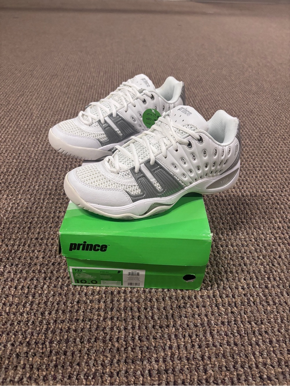 Prince White and Gray Performance Tennis Sneakers